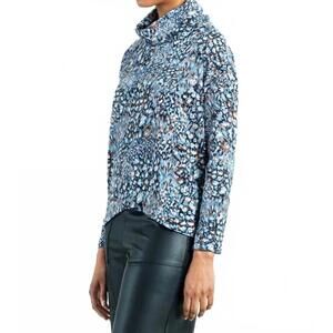 NEW CLARA SUNWOO puff floral print turtleneck sweater with tipped hem